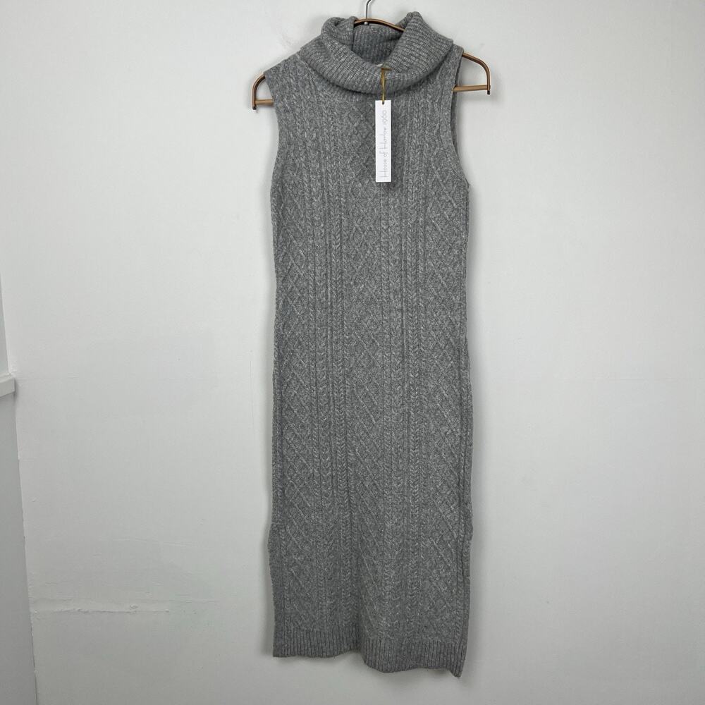 House of Harlow 1960 Cable Knit Turtleneck Sweater Dress Size XS Gray Bodycon